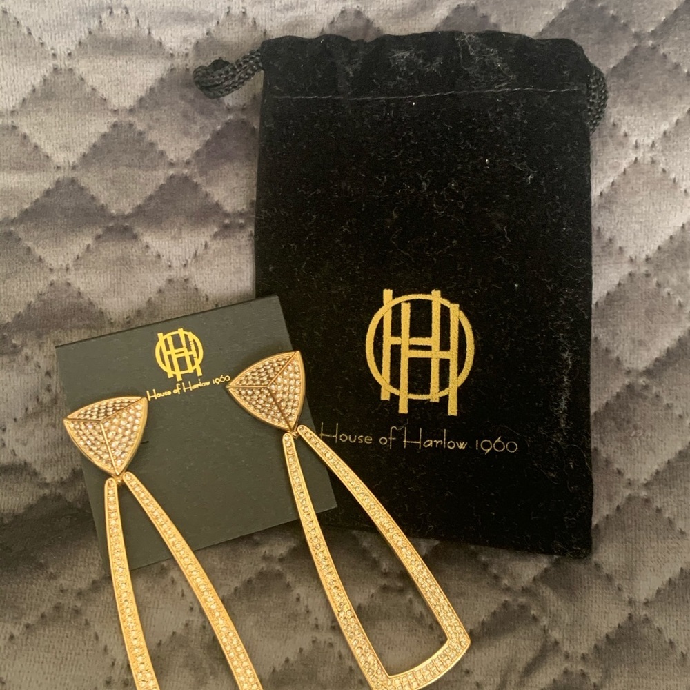 House Of Harlow Gold Tone Mesa Door Knocker Earrings